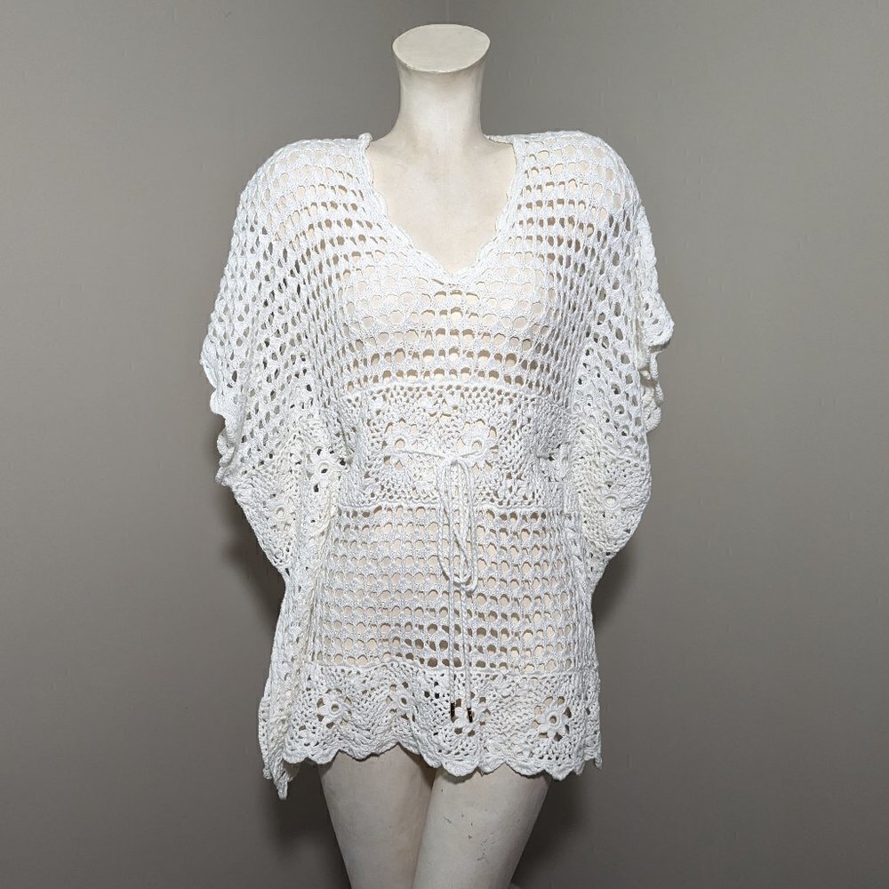 MICHAEL Michael Kors Loose Knit Caftan Top White Cover up XS